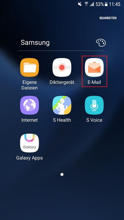 Samsung E-Mail App öffnen