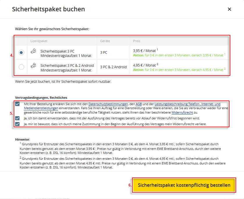Sicherheitspaket buchen