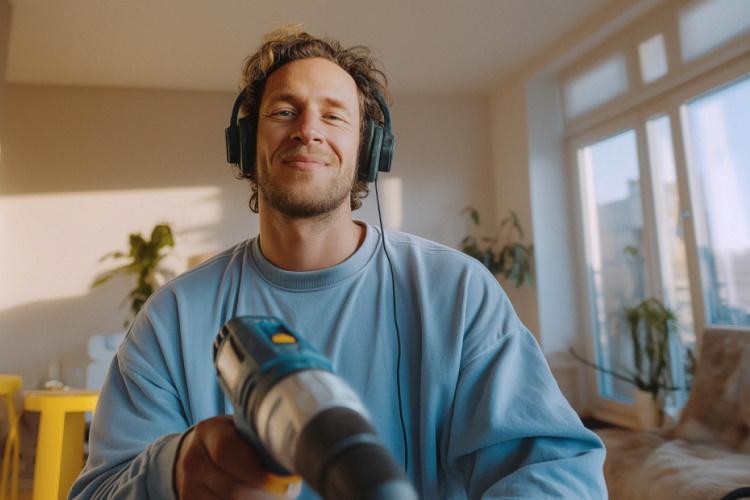 Frau mit verschränkten Armen vor Himmel-Hintergrund.