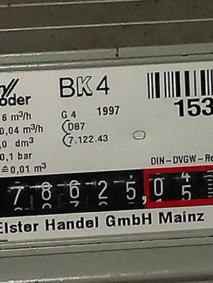 Beispiel einer unzureichenden Fotografie einer Zählerstandaufnahme